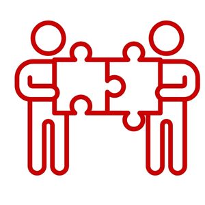 Ikonka przedstawia dwie postacie trzymające połączone puzzle.
